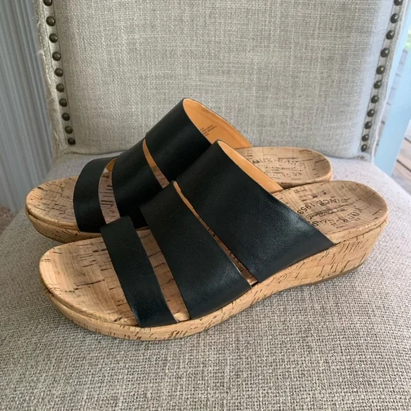 Kork-Ease Shoes Korkease Menzie Black Wedge Sandal Banded